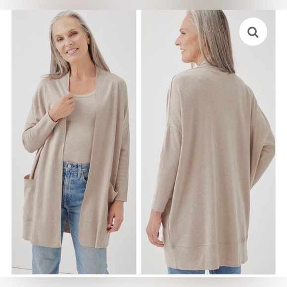 Pact Sweaters - PACT AIRPLANE OPEN CARDIGAN TAN ORGANIC SWEATER XS/S